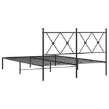 Cadre de lit métal sans matelas avec tête de lit noir 135x190cm