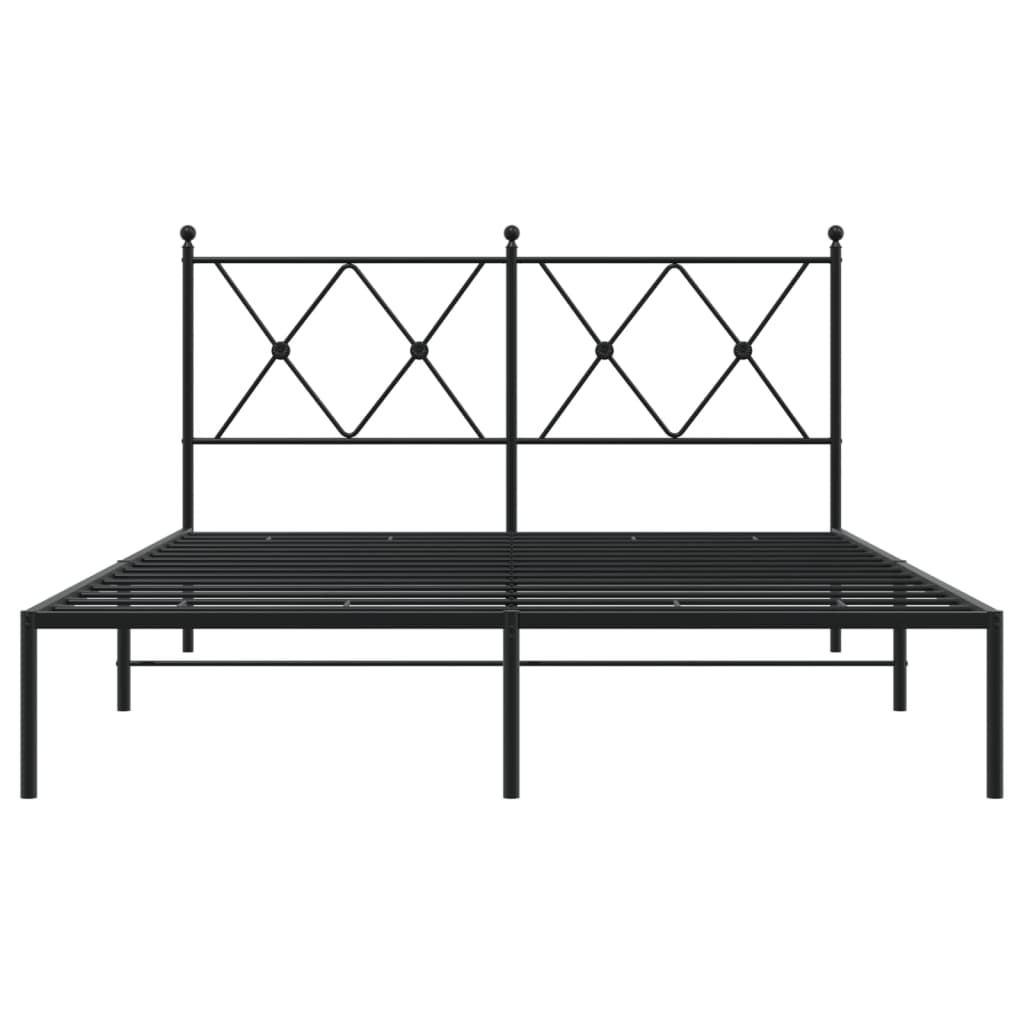 Cadre de lit métal sans matelas avec tête de lit noir 140x190cm