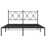 Cadre de lit métal sans matelas avec tête de lit noir 140x190cm