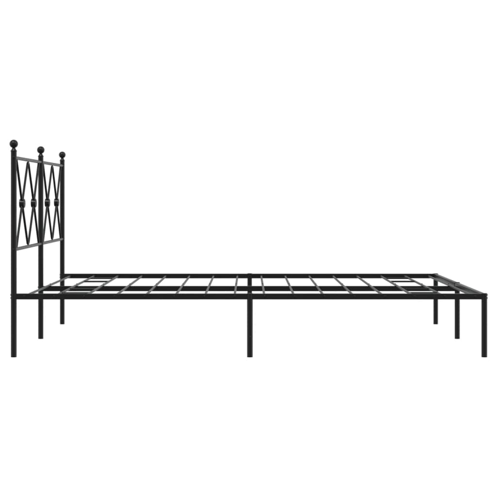 Cadre de lit métal sans matelas avec tête de lit noir 140x190cm