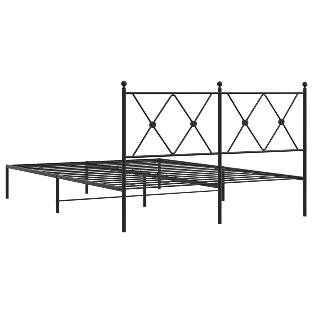 Cadre de lit métal sans matelas avec tête de lit noir 140x190cm