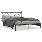 Metal bed frame without mattress and black headboard 160x200 cm