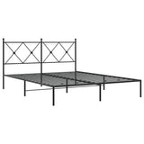 Metal bed frame without mattress and black headboard 160x200 cm