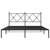 Metal bed frame without mattress and black headboard 160x200 cm