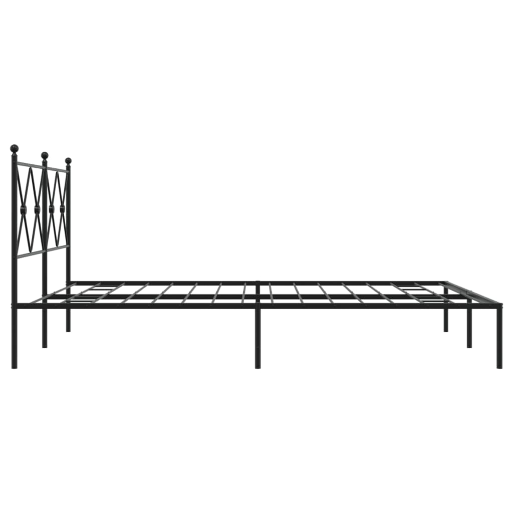 Metal bed frame without mattress and black headboard 160x200 cm