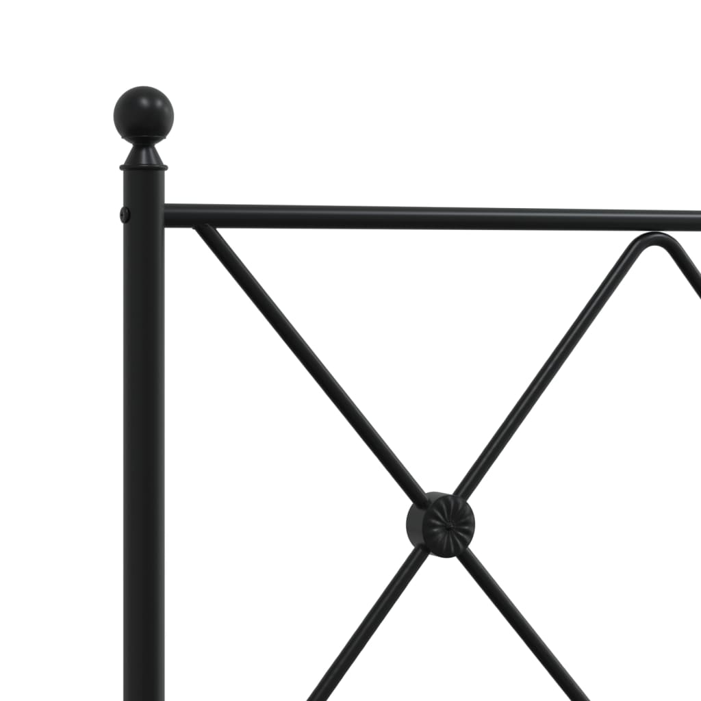 Metal bed frame without mattress and black headboard 160x200 cm