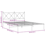 Metal bed frame without mattress and black headboard 160x200 cm