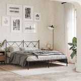 Metal bed frame without mattress and black headboard 160x200 cm