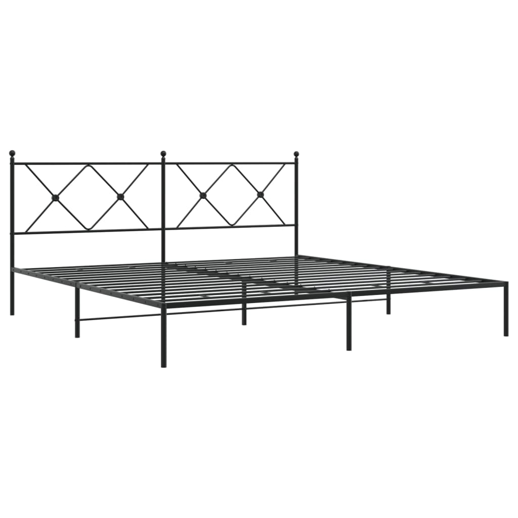 Cadre de lit métal sans matelas avec tête de lit noir 183x213cm