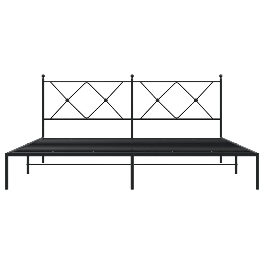 Cadre de lit métal sans matelas avec tête de lit noir 183x213cm