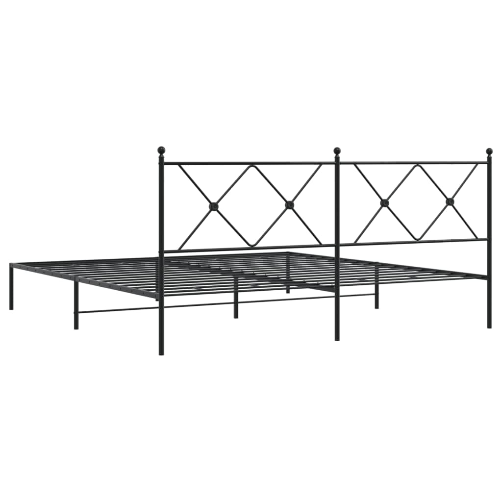 Cadre de lit métal sans matelas avec tête de lit noir 183x213cm