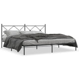 Cadre de lit métal sans matelas avec tête de lit noir 193x203cm