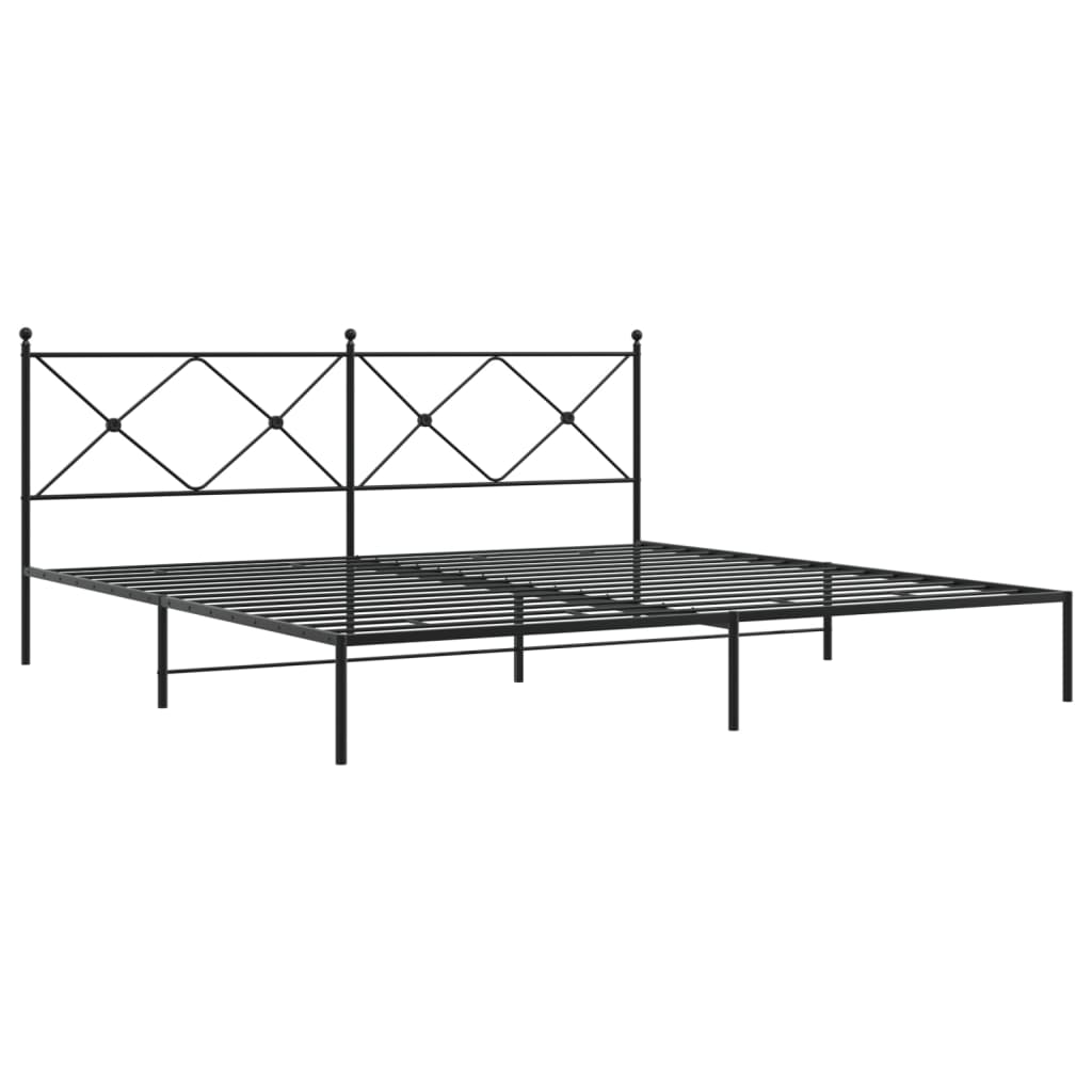 Cadre de lit métal sans matelas avec tête de lit noir 193x203cm