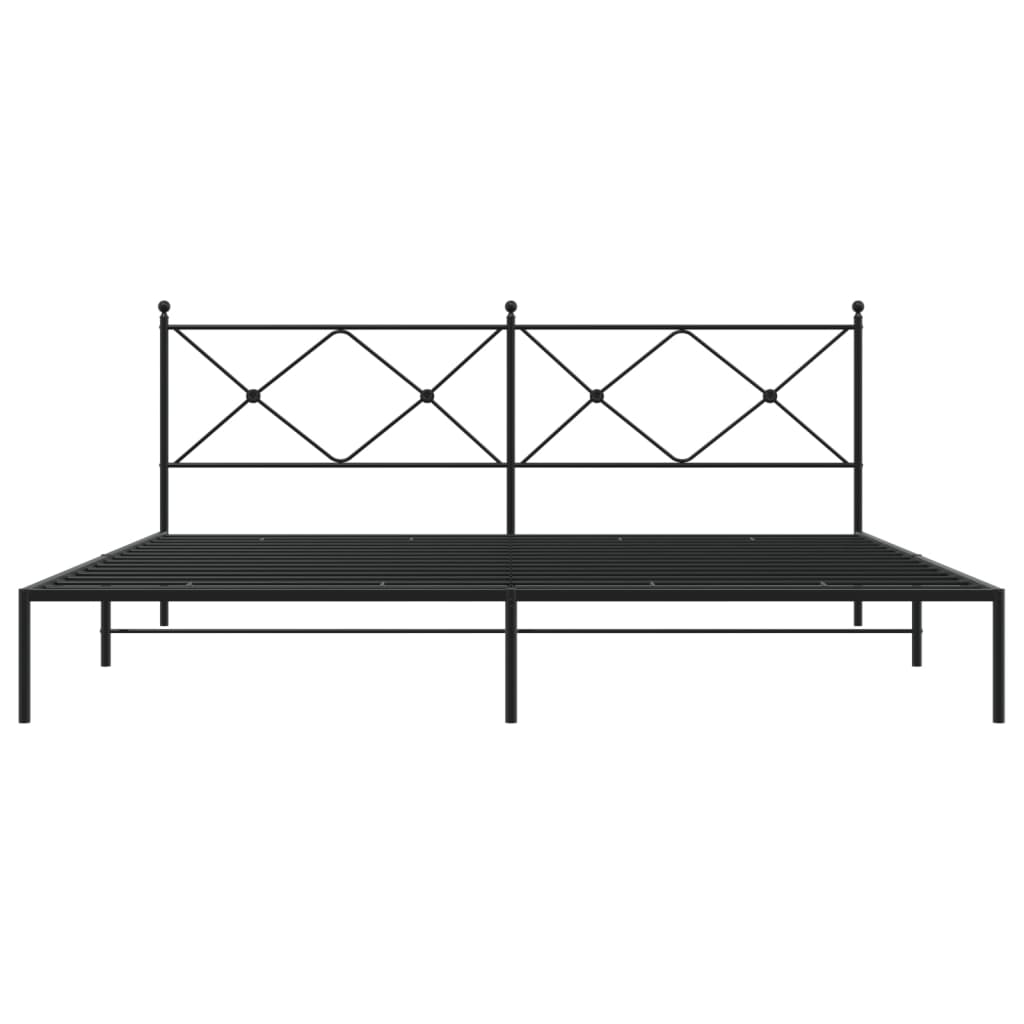 Cadre de lit métal sans matelas avec tête de lit noir 193x203cm