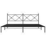 Cadre de lit métal sans matelas avec tête de lit noir 193x203cm