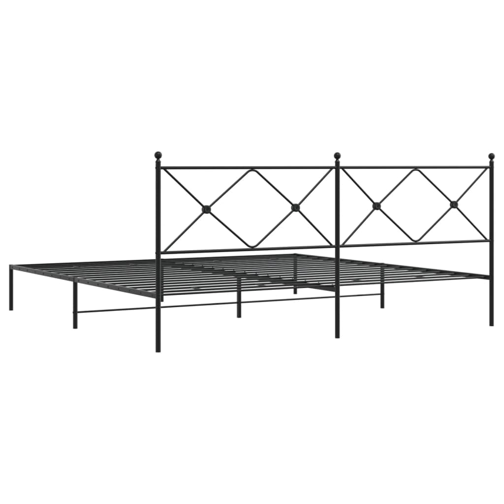 Cadre de lit métal sans matelas avec tête de lit noir 193x203cm