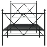 Cadre de lit métal sans matelas avec pied de lit noir 75x190 cm