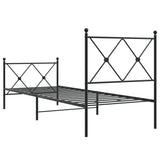 Cadre de lit métal sans matelas avec pied de lit noir 75x190 cm