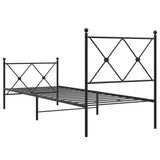 Cadre de lit métal sans matelas avec pied de lit noir 80x200 cm