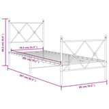 Cadre de lit métal sans matelas avec pied de lit noir 80x200 cm