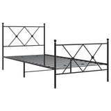 Cadre de lit métal sans matelas avec pied de lit noir 90x190 cm