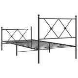 Cadre de lit métal sans matelas avec pied de lit noir 90x190 cm