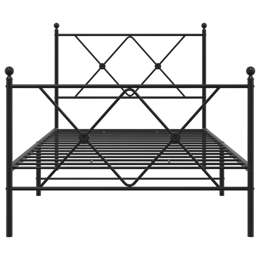 Cadre de lit métal sans matelas avec pied de lit noir 90x200 cm