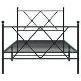 Cadre de lit métal sans matelas avec pied de lit noir 90x200 cm