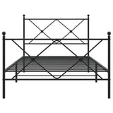 Cadre de lit métal sans matelas avec pied de lit noir 107x203cm