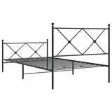 Cadre de lit métal sans matelas avec pied de lit noir 107x203cm