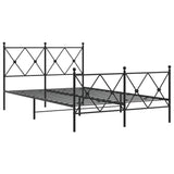 Cadre de lit métal sans matelas avec pied de lit noir 120x190cm