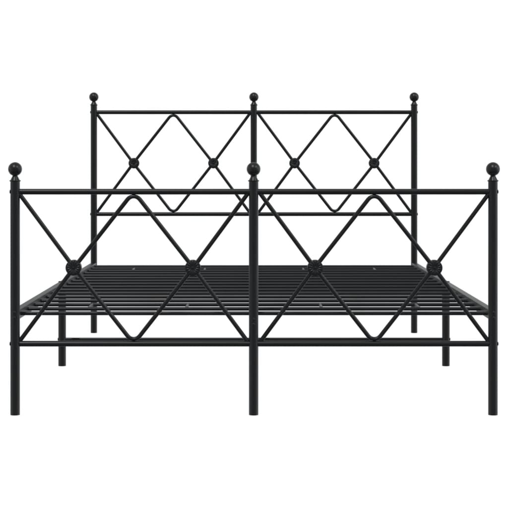 Cadre de lit métal sans matelas avec pied de lit noir 120x190cm