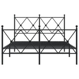 Cadre de lit métal sans matelas avec pied de lit noir 120x190cm