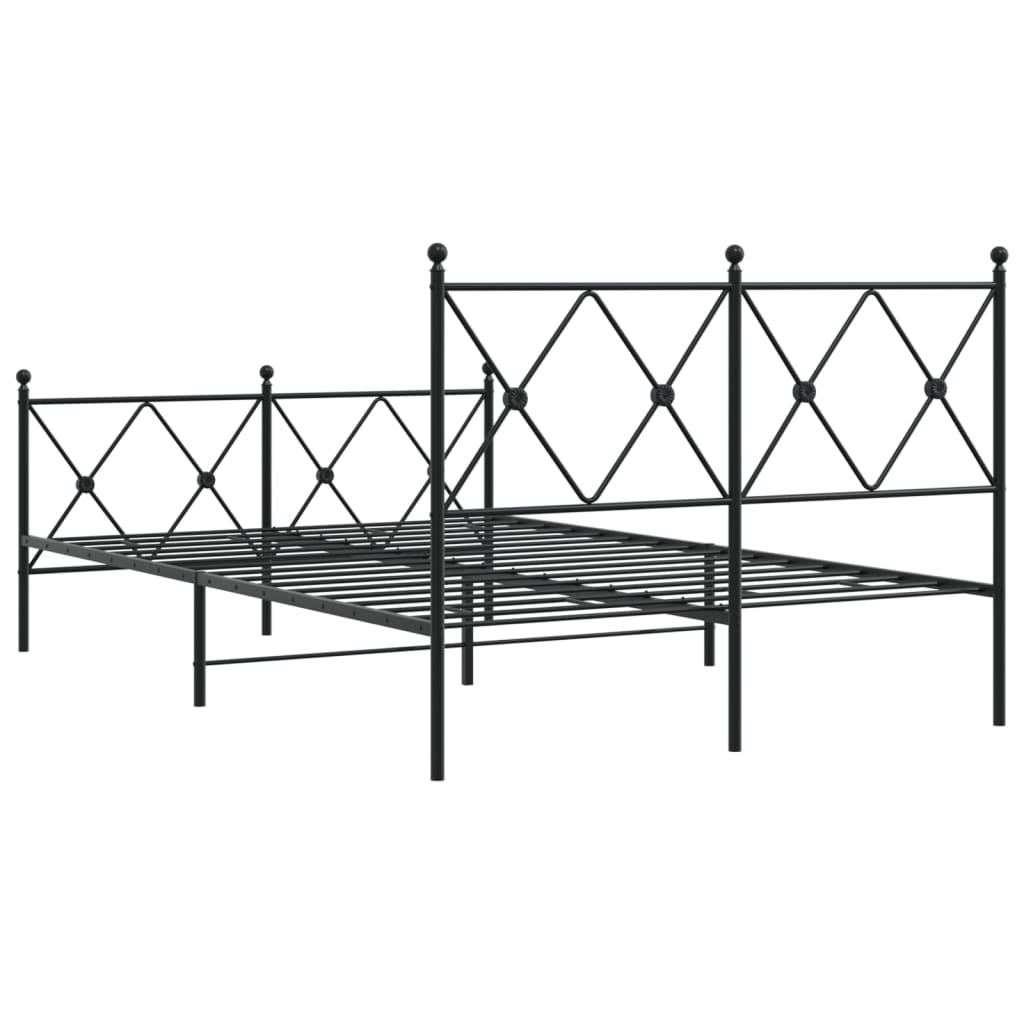 Cadre de lit métal sans matelas avec pied de lit noir 120x190cm