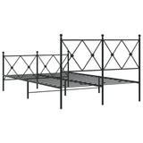 Cadre de lit métal sans matelas avec pied de lit noir 120x190cm