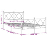 Cadre de lit métal sans matelas avec pied de lit noir 120x190cm