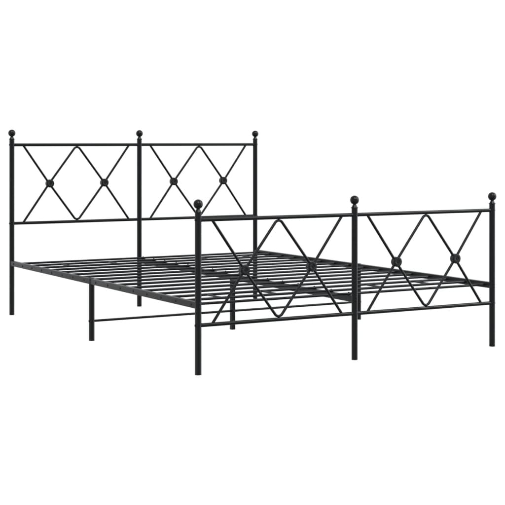 Cadre de lit métal sans matelas avec pied de lit noir 140x190cm