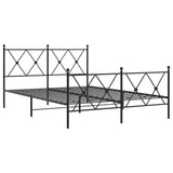 Cadre de lit métal sans matelas avec pied de lit noir 140x190cm