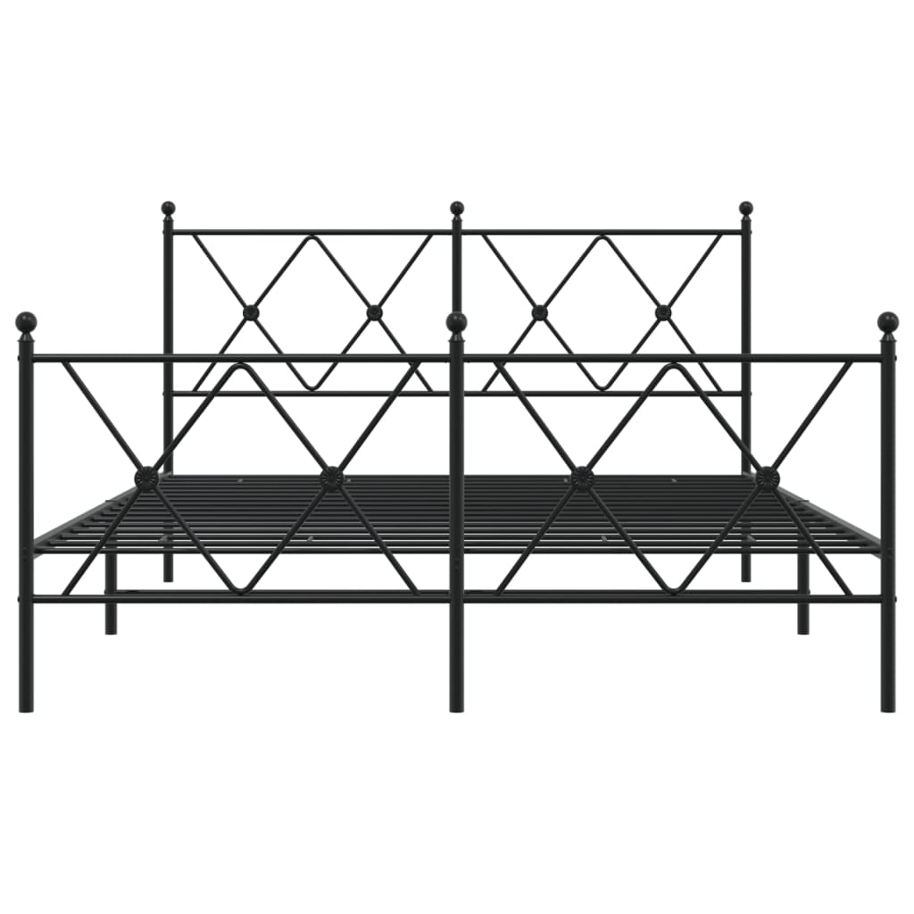 Cadre de lit métal sans matelas avec pied de lit noir 140x190cm