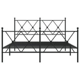 Cadre de lit métal sans matelas avec pied de lit noir 140x190cm