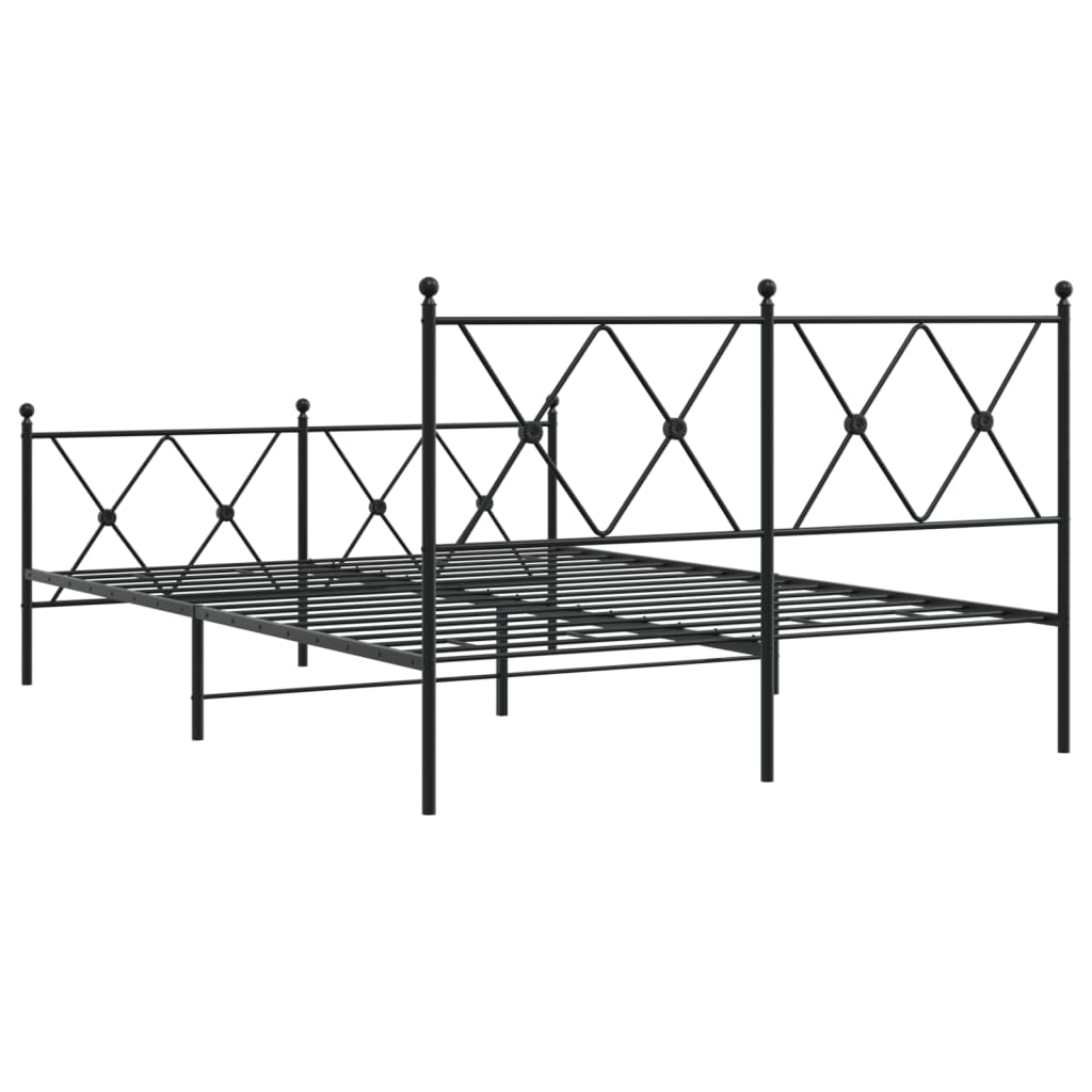 Cadre de lit métal sans matelas avec pied de lit noir 140x190cm