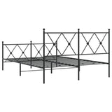 Cadre de lit métal sans matelas avec pied de lit noir 140x190cm