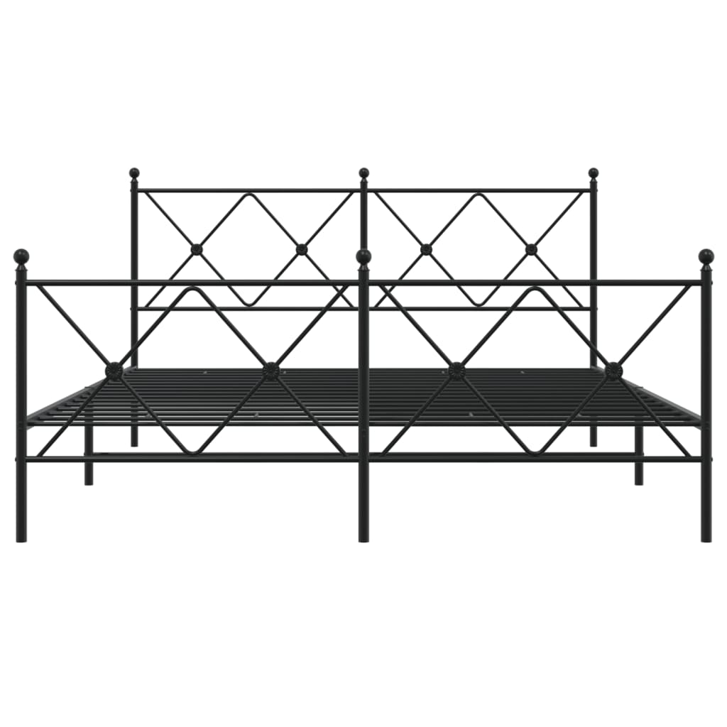 Cadre de lit métal sans matelas avec pied de lit noir 150x200cm