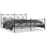 Cadre de lit métal sans matelas avec pied de lit noir 183x213cm