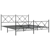 Cadre de lit métal sans matelas avec pied de lit noir 183x213cm