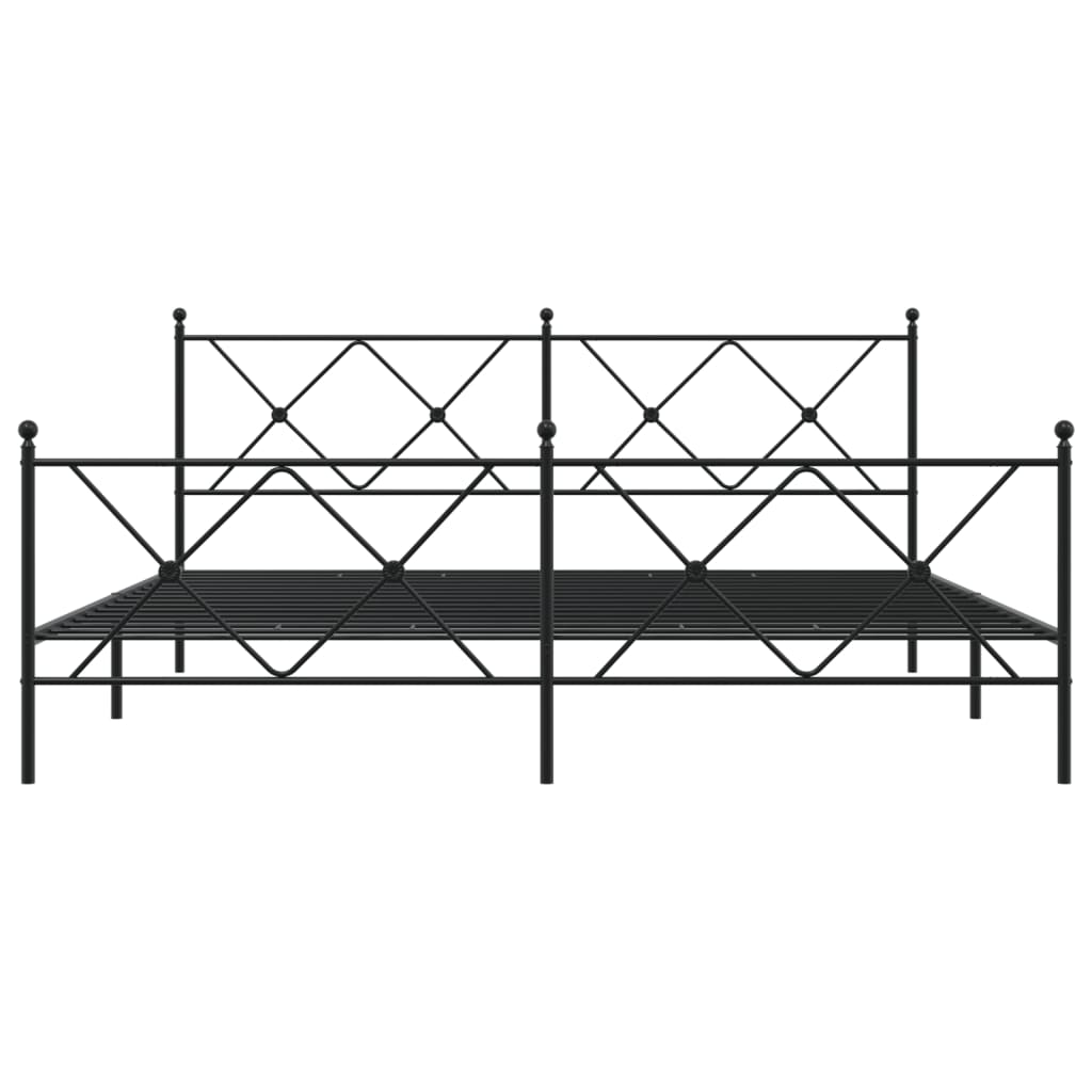 Cadre de lit métal sans matelas avec pied de lit noir 183x213cm