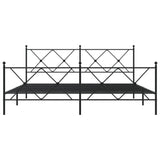 Cadre de lit métal sans matelas avec pied de lit noir 183x213cm