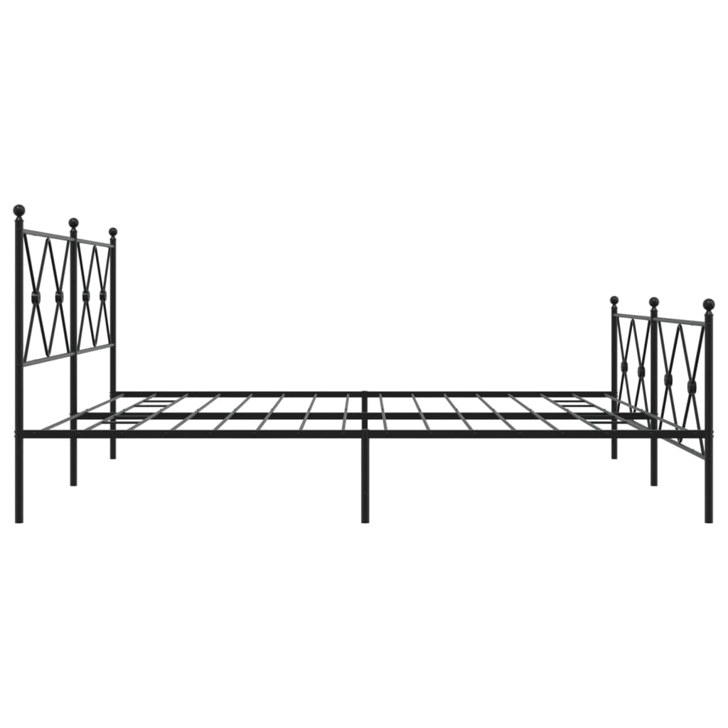 Cadre de lit métal sans matelas avec pied de lit noir 183x213cm