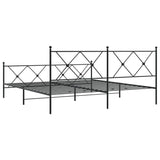 Cadre de lit métal sans matelas avec pied de lit noir 183x213cm