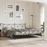 Cadre de lit métal sans matelas avec pied de lit noir 183x213cm